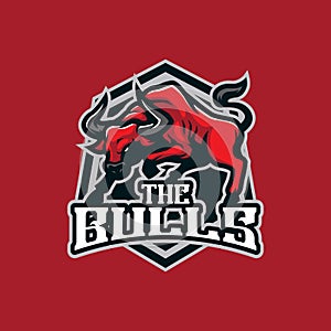 Bull mascot logo design vector with modern illustration concept style for badge, emblem and t shirt printing. Angry bull