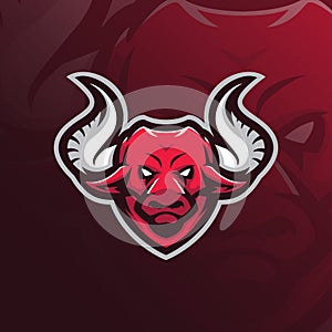 Bull mascot logo design vector with modern illustration concept style for badge, emblem and tshirt printing. head bull