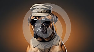 bull mastiff working as a security. bulldog dressed as a police officer. generative ai