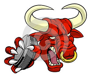 Bull Minotaur Longhorn Cow Ice Hockey Mascot photo
