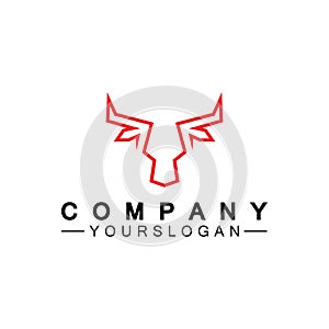 Bull monoline logo design vector template