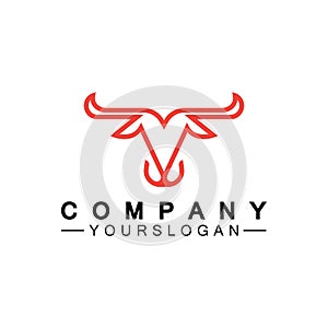 Bull monoline logo design vector template