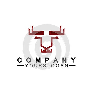 Bull monoline logo design vector template