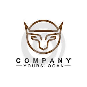 Bull monoline logo design vector template