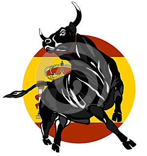 bull with round flag