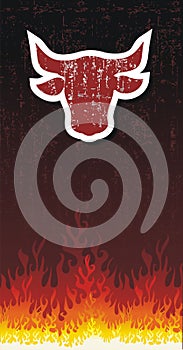 Bull silhouette with fire