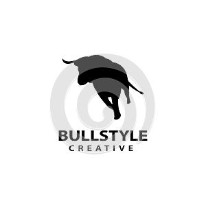 Bull silhouette logo template, cow design vector icon illustration