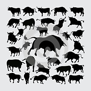 Bull Silhouette. A set of bull silhouettes