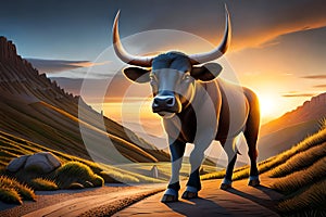 The Bull Takes The Stock Market And Share Prices On His Horns And Makes Them Rise. Generative AI