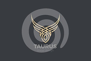 Bull Taurus silhouette Logo vector Linear. Steak h