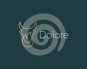 Bull taurus vector logo. Bull head horns line vector emblem sign symbol mark. Abstract cow steak premium logotype design