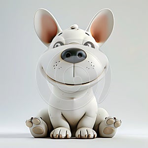 Bull terrier dog, funny cute dog 3d illustration on white, unusual avatar, cheerful pet