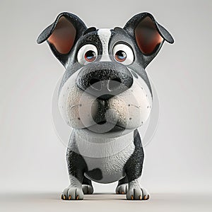 Bull terrier dog, funny cute dog 3d illustration on white, unusual avatar, cheerful pet
