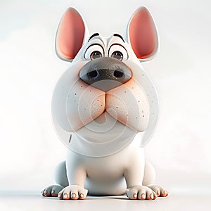 Bull terrier dog, funny cute dog 3d illustration on white, unusual avatar, cheerful pet