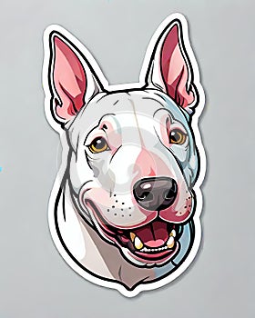 bull terrier dog sticker isolated label white face