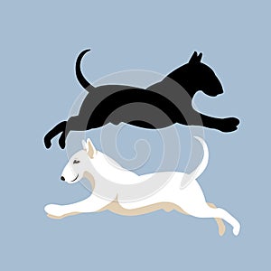 Bull terrier vector illustration style Flat black silhouette
