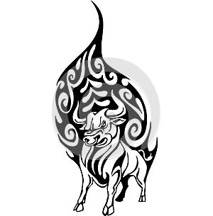 Bull in tribal style - image.