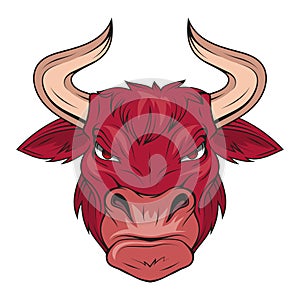 Bull. Vector illustration of an ox. Buffalo mascot. Aggressive muscle nowt. Spanish fighting bull photo