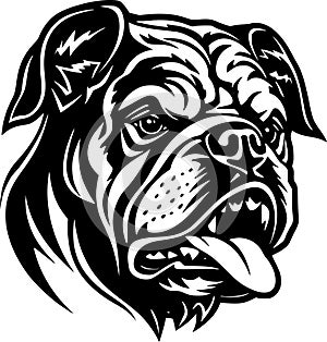 Bulldog - black and white vector illustration