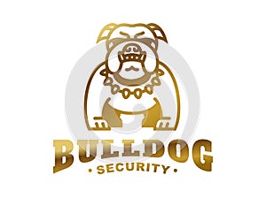 Bulldog logo - vector illustration, golden emblem