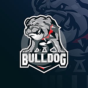 Bulldog mascot logo design with modern illustration concept style for badge, emblem and t shirt printing. angry bulldog