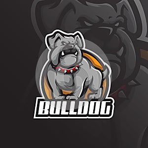 Bulldog mascot logo design vector with modern illustration concept style for badge, emblem and tshirt printing. angry dog