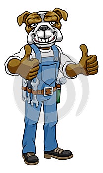 Bulldog Mascot Plumber Mechanic Handyman Worker