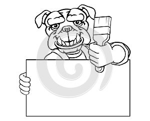 Bulldog Painter Decorator Paint Brush Mascot Man