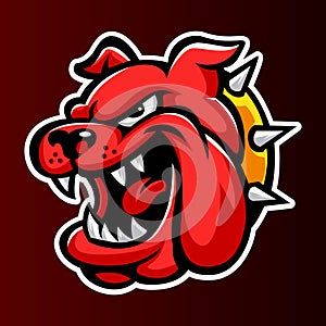 Bulldog red Annimal head logo mascot icon vector