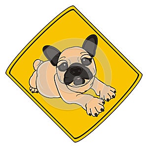 Bulldog on the road sign