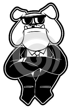 Bulldog Security Black And White Illustration Design