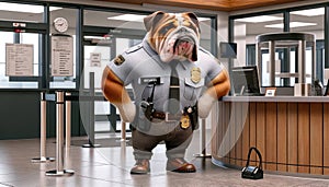 Bulldog Security Guard in Lobby