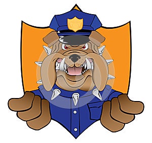 Bulldog security guard in shield