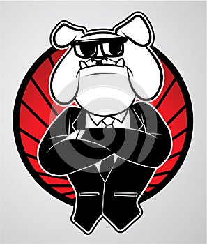 Bulldog Security With Red Circle Color Illustration