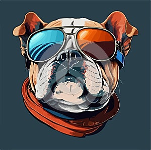 Bulldog with sunglasses t-shirt print