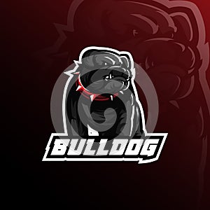 Bulldog vector mascot logo design with modern illustration concept style for badge, emblem and tshirt printing. angry bulldog