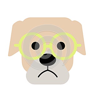 Bulldog wearing glasses simple art geometric illustration