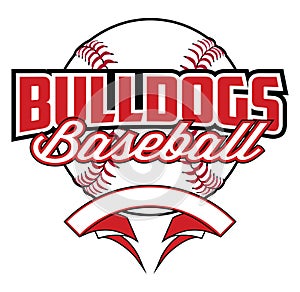 Bulldogs Baseball Design With Banner and Ball