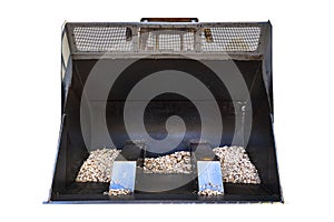 Bulldozer bucket front view, isolated on a white background with a clipping path.