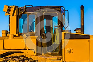 Bulldozer cabin, heavy groundwork machinery, ground moving equipment