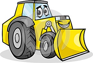 Bulldozer character cartoon illustration