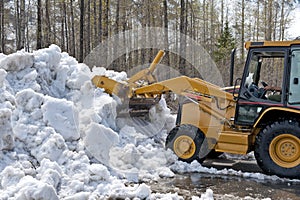 Bulldozer clearing snow