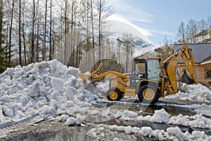 Bulldozer clearing snow