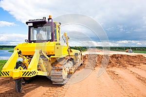 Bulldozer during construction road works