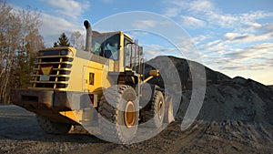 Bulldozer on construction site yellow heavy equipment