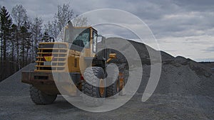 Bulldozer on construction site yellow heavy equipment