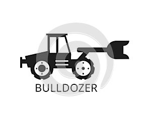 bulldozer construction vehicles Vector Silhouettes