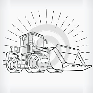 Bulldozer Doodle Construction Machine Handdrawing Sketch Heavy Machine