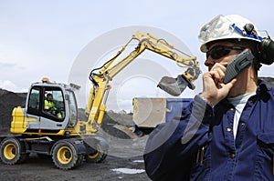 Bulldozer, engineer and driver