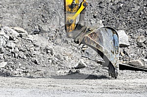 Bulldozer on excavation